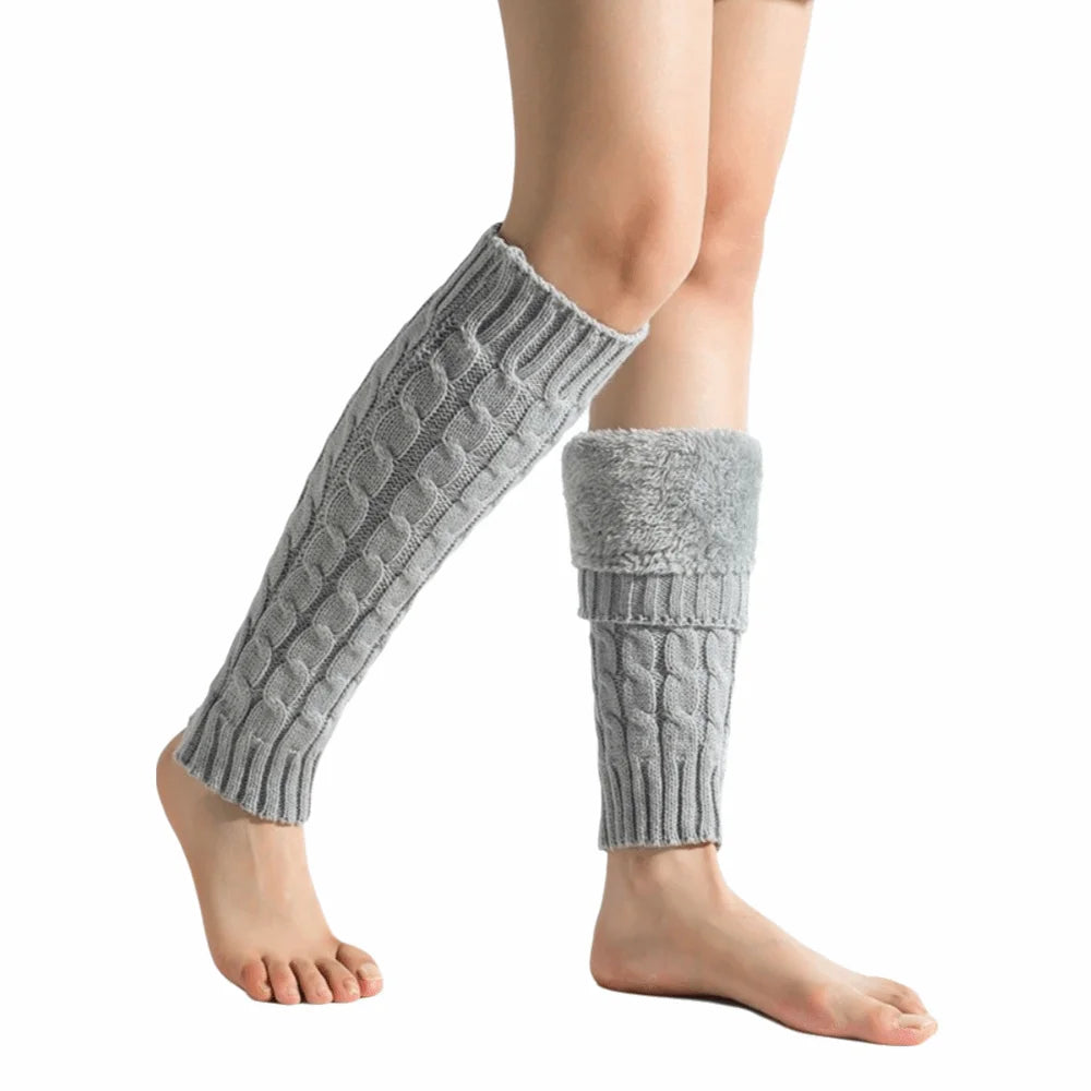 Twist Knit Leg Warmers - Cosy Elastic Boot Socks in 6 Colours