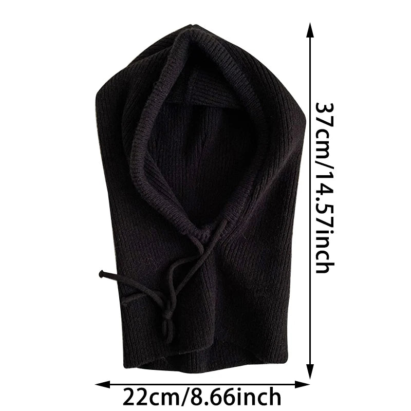 Knitted Hooded Scarf Hat - Two in One Winter Hood for Outdoor Warmth