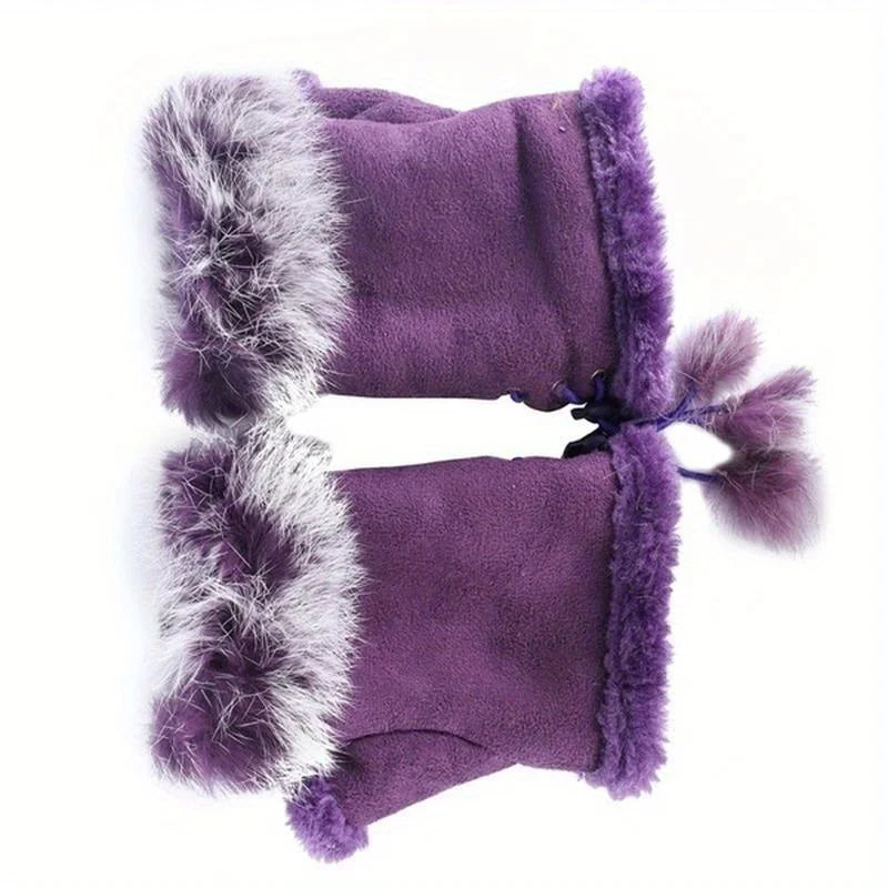 Faux Rabbit Fur Wrist Warmers - Soft Fur Hand Warmers in 9 Colours for Winter