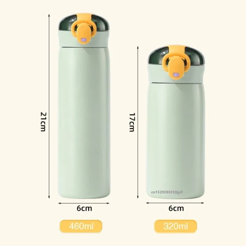 Kids Stainless Steel Thermos Flask - 320ml or 460ml Straw Water Bottle