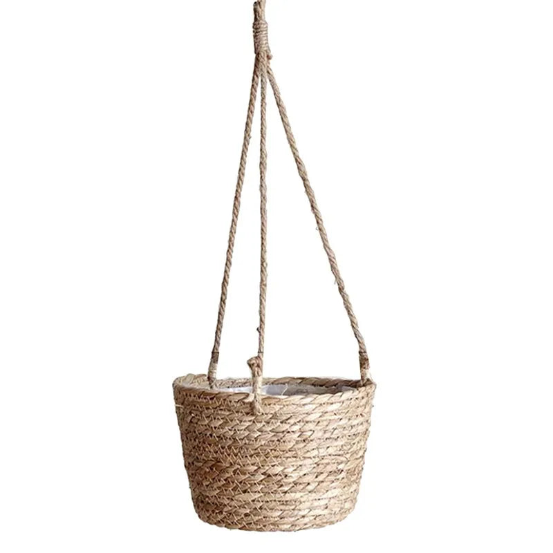 Hanging Jute Planter Basket - Woven Macrame Plant Holder for Indoor and Outdoor Pots