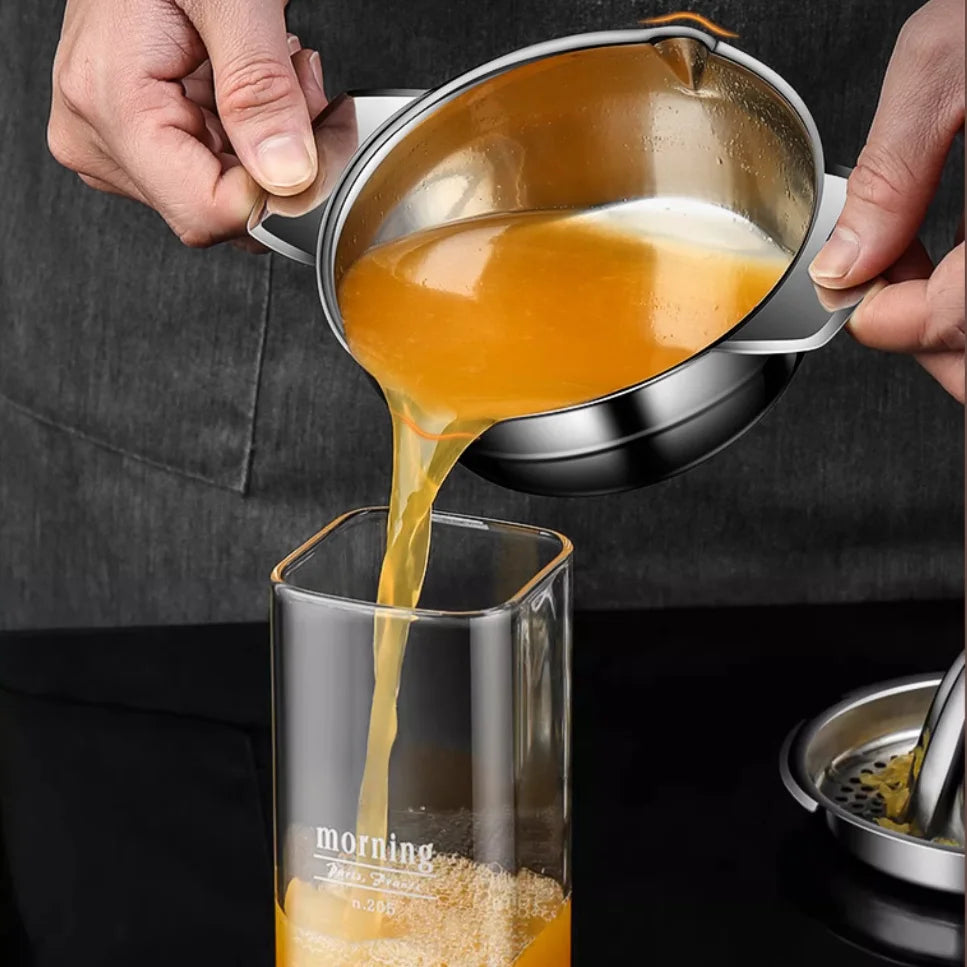 Manual Juicer - Stainless Steel Hand Press Juicer with Juice Bowl for Kitchens