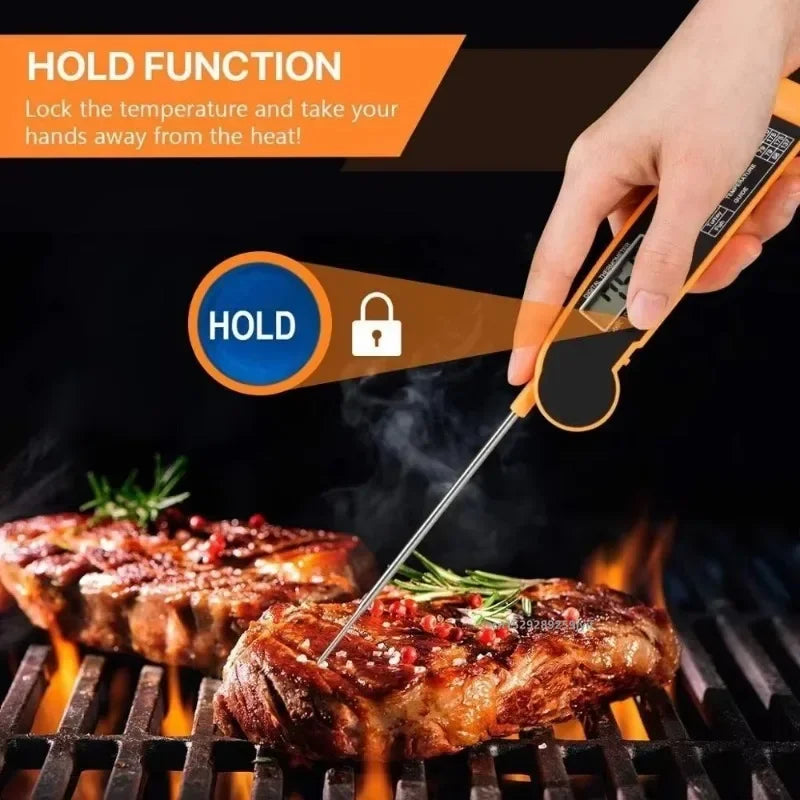 Instant Read Digital Meat Thermometer - Waterproof & Backlit for Grill, BBQ & Oven
