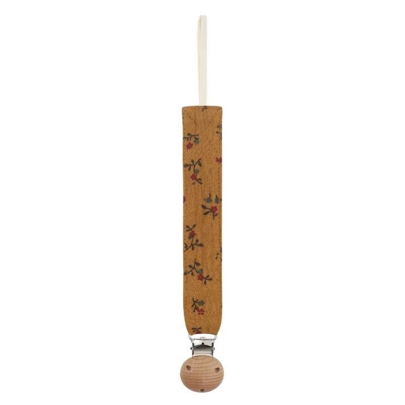 Baby Pacifier Clip - Cotton and Beech Wood Dummy Chain Holder, 26 cm