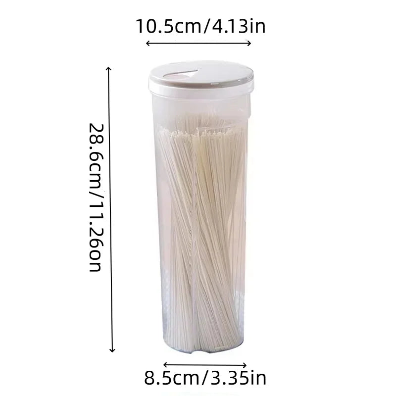 Airtight Pasta Storage Container - Sealed Divided Canister for Noodles and Dry Goods