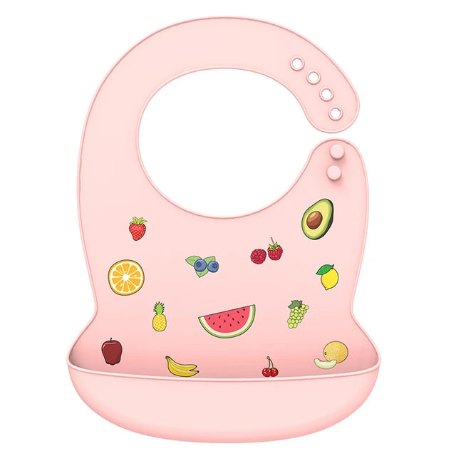 Silicone Baby Bib - Waterproof Feeding Apron with Crumb Catcher Pocket