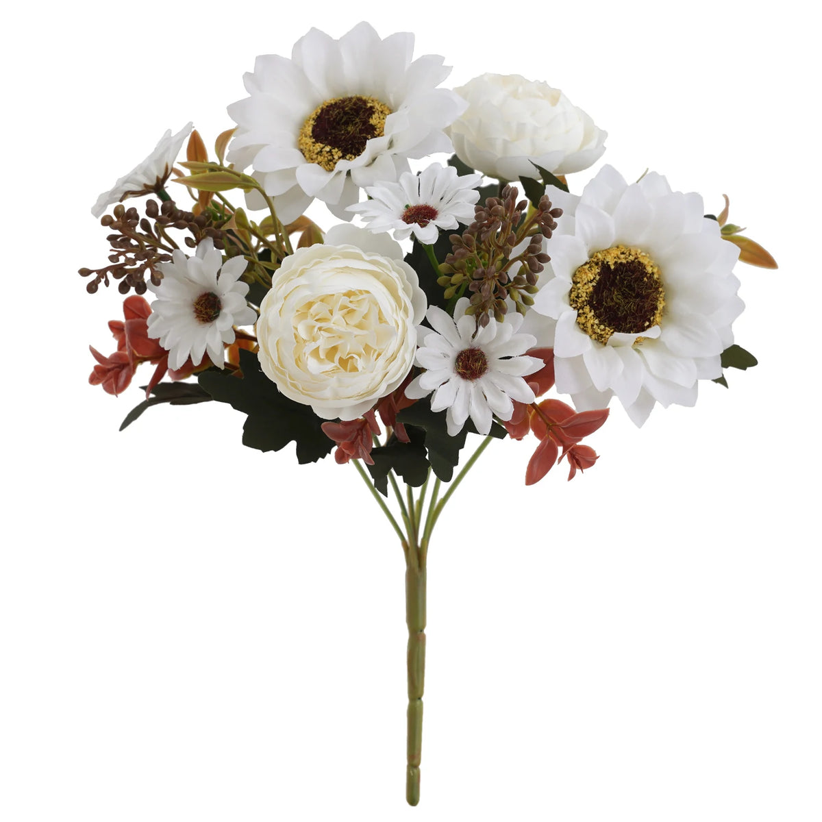 Artificial Sunflower Bouquet - Silk Faux Sunflowers and Peonies for Fall Decor