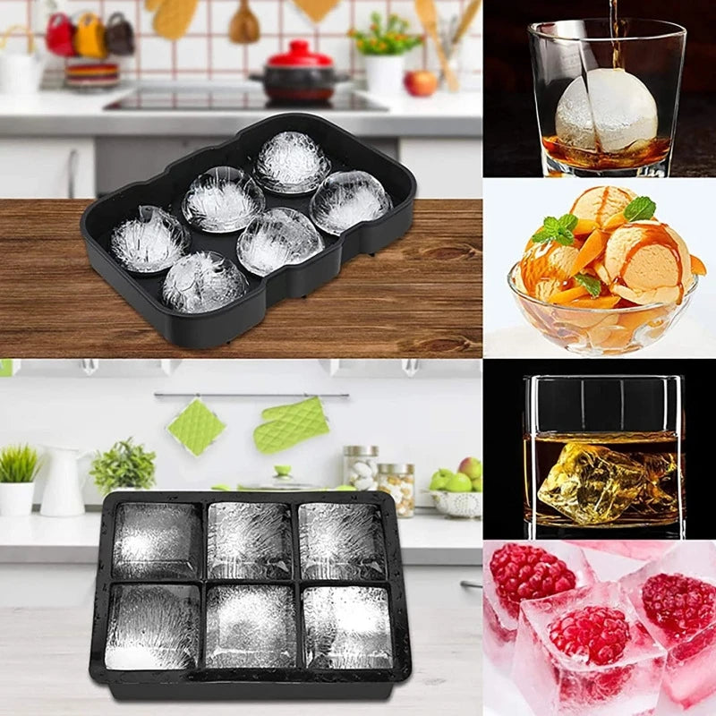Silicone Ice Cube Molds - Sphere, Skull & Grid Trays for Whiskey & Cocktails