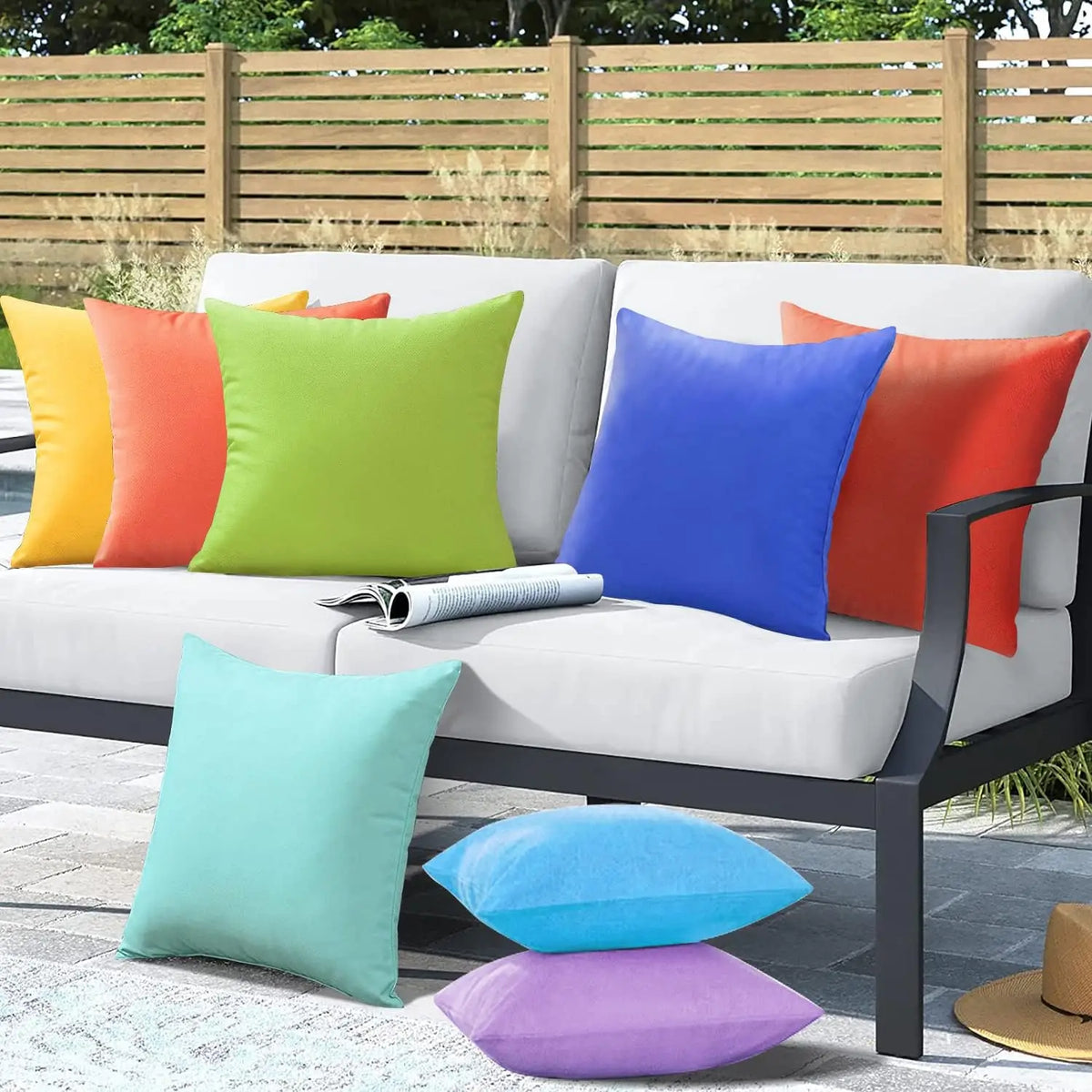 Outdoor Throw Pillow Covers - Waterproof Square Cushion Cases for Patio and Couch