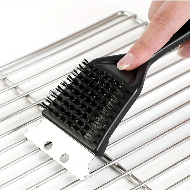 Heavy Duty Grill Cleaning Brush with Steel Bristles - BBQ Grate Scrubber