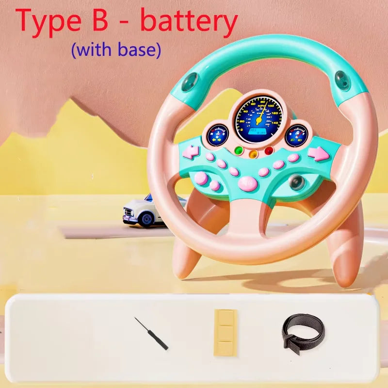 Kids Steering Wheel Toy - Battery Powered Pretend Driving Play for Toddlers
