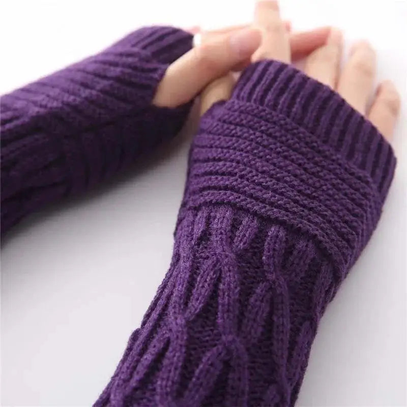 Women's Fingerless Knit Gloves - One-Size Casual Knit Gloves in 4 Colours