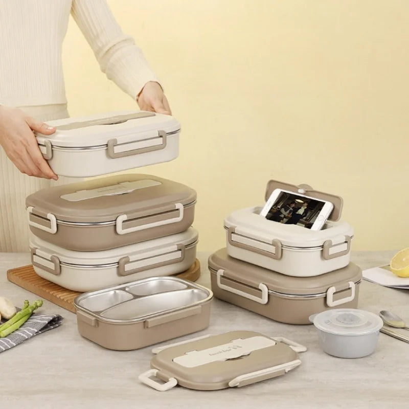 Stainless Steel Insulated Lunch Box - 1000ml, 1500ml & 2000ml Sizes