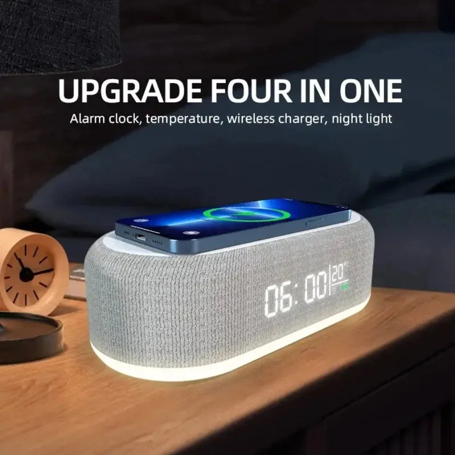 Alarm Clock Wireless Charger - Bedside Fast Charging Dock for iPhone
