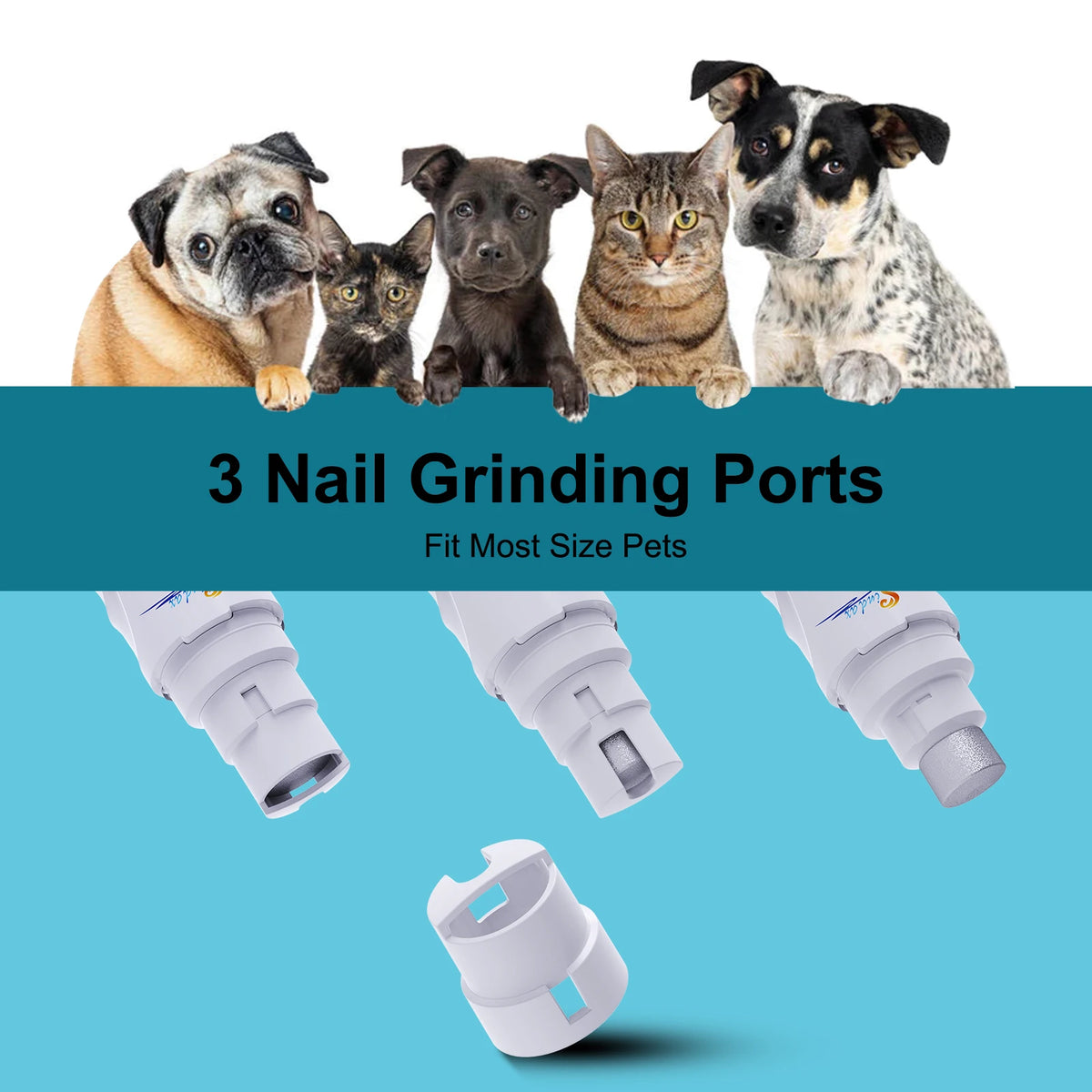 Dog Nail Grinder - USB Rechargeable Quiet Claw Trimmer and Nail File for Pets