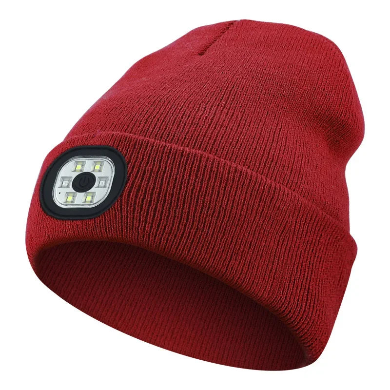 LED Beanie Hat - Rechargeable Knitted Winter Hat for Outdoor Activities