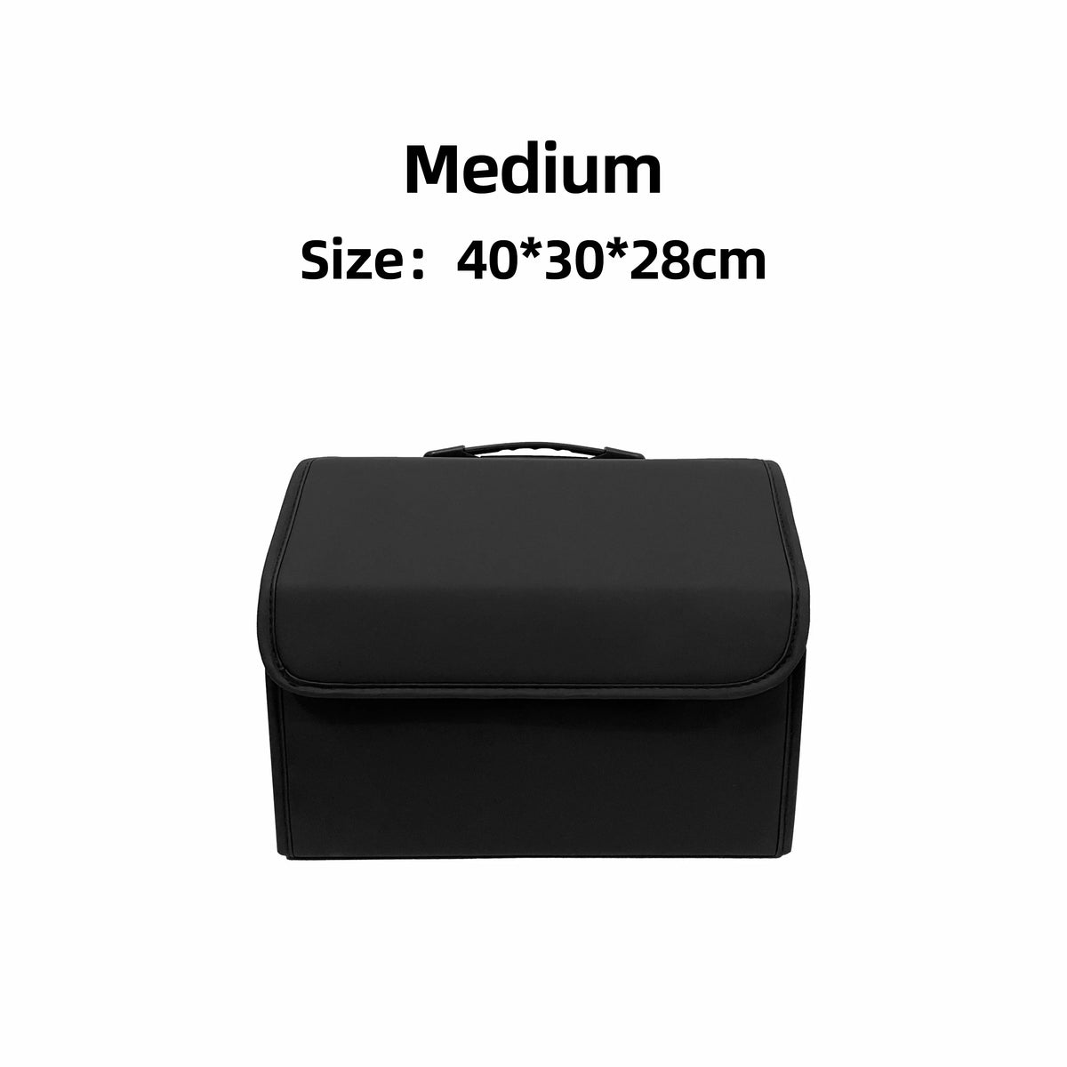 Collapsible Car Boot Organiser - PU Leather Trunk Storage Box with Removable Lid
