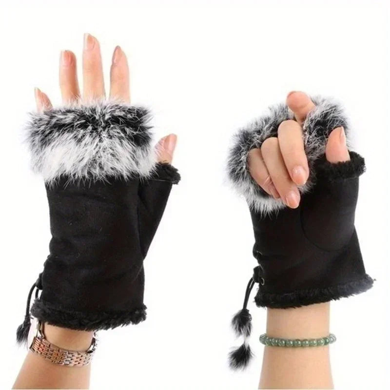Faux Rabbit Fur Wrist Warmers - Soft Fur Hand Warmers in 9 Colours for Winter