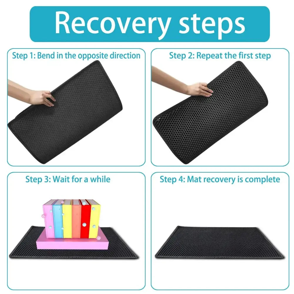 Double Layer Cat Litter Mat - Waterproof Non-Slip Trapping Mat, Washable
