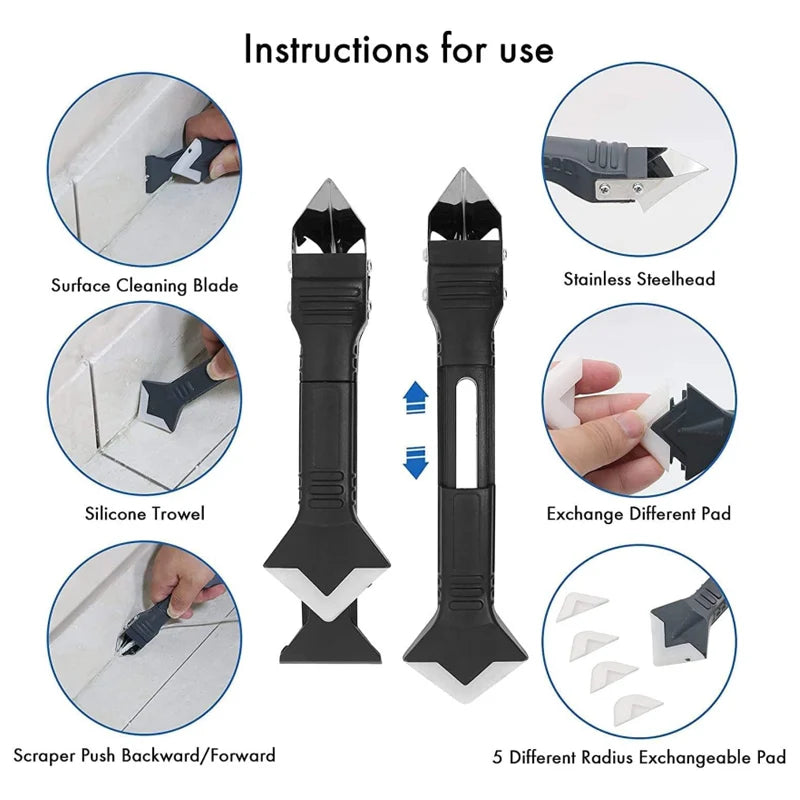 Silicone Caulking Tool Set - 9 in 1 Sealant Smoother and Grout Scraper Kit