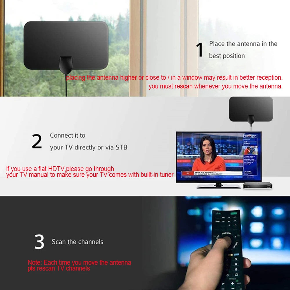 4K Digital TV Antenna - Compact Indoor HDTV Aerial for Home Entertainment