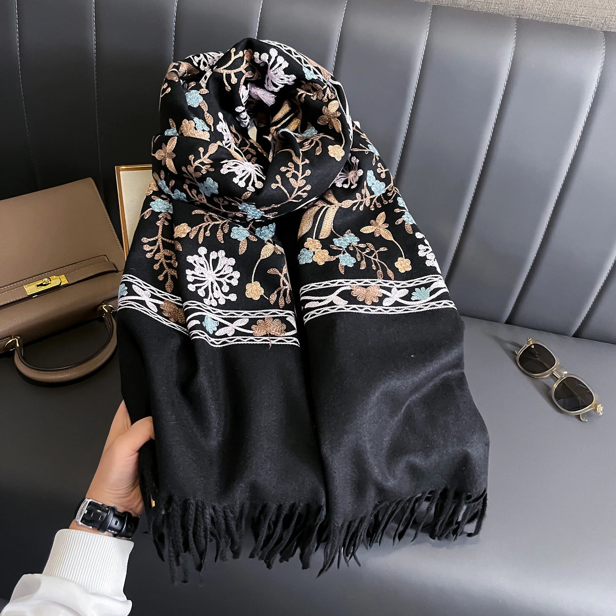 Cashmere Winter Scarf - Thick Pashmina Blanket Shawl Wrap in 4 Colours