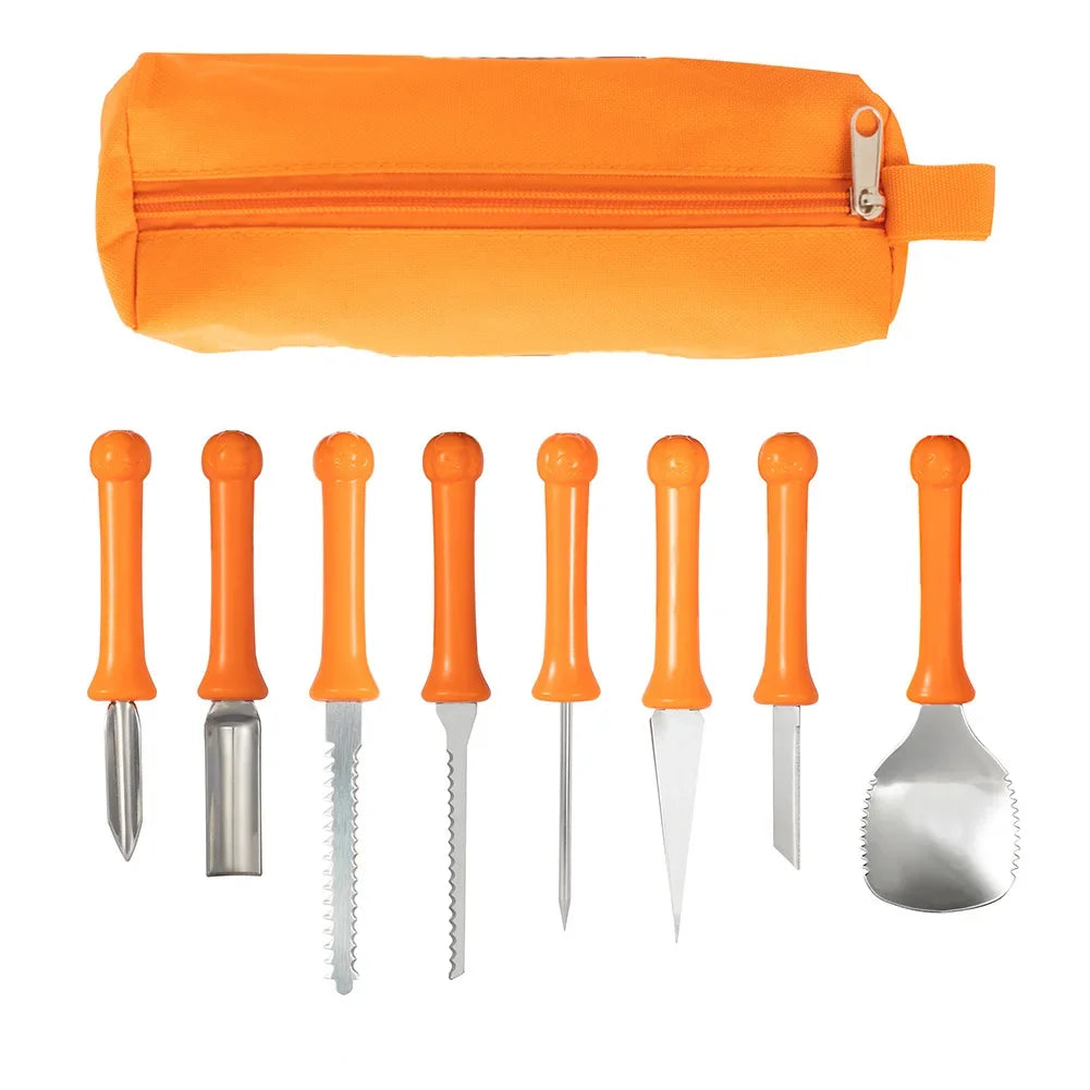 Pumpkin Carving Kit 8 Piece - Stainless Steel Halloween Carving Tools for Adults and Kids