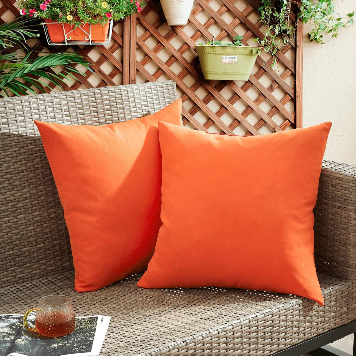 Outdoor Throw Pillow Covers - Waterproof Square Cushion Cases for Patio and Couch