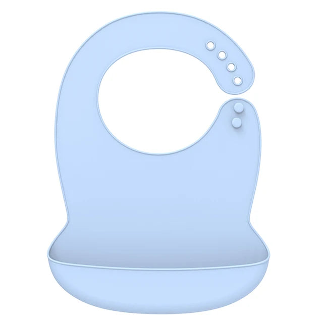 Silicone Baby Bib - Waterproof Feeding Apron with Crumb Catcher Pocket