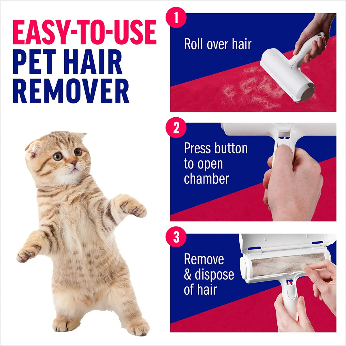 Pet Hair Remover Roller - Reusable Fur Remover for Sofas and Furniture
