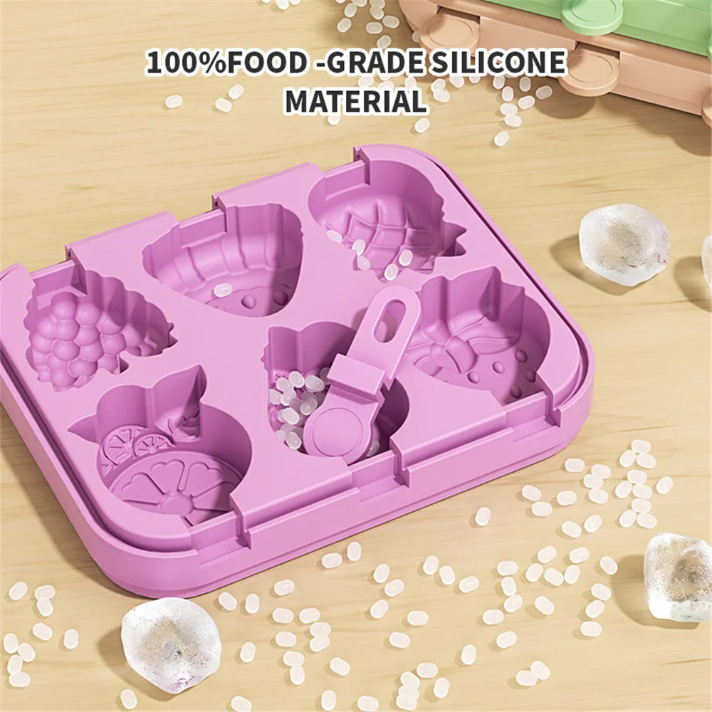 Silicone Popsicle Mold - 6 Hole Fruit Shaped Ice Lolly Tray, BPA Free