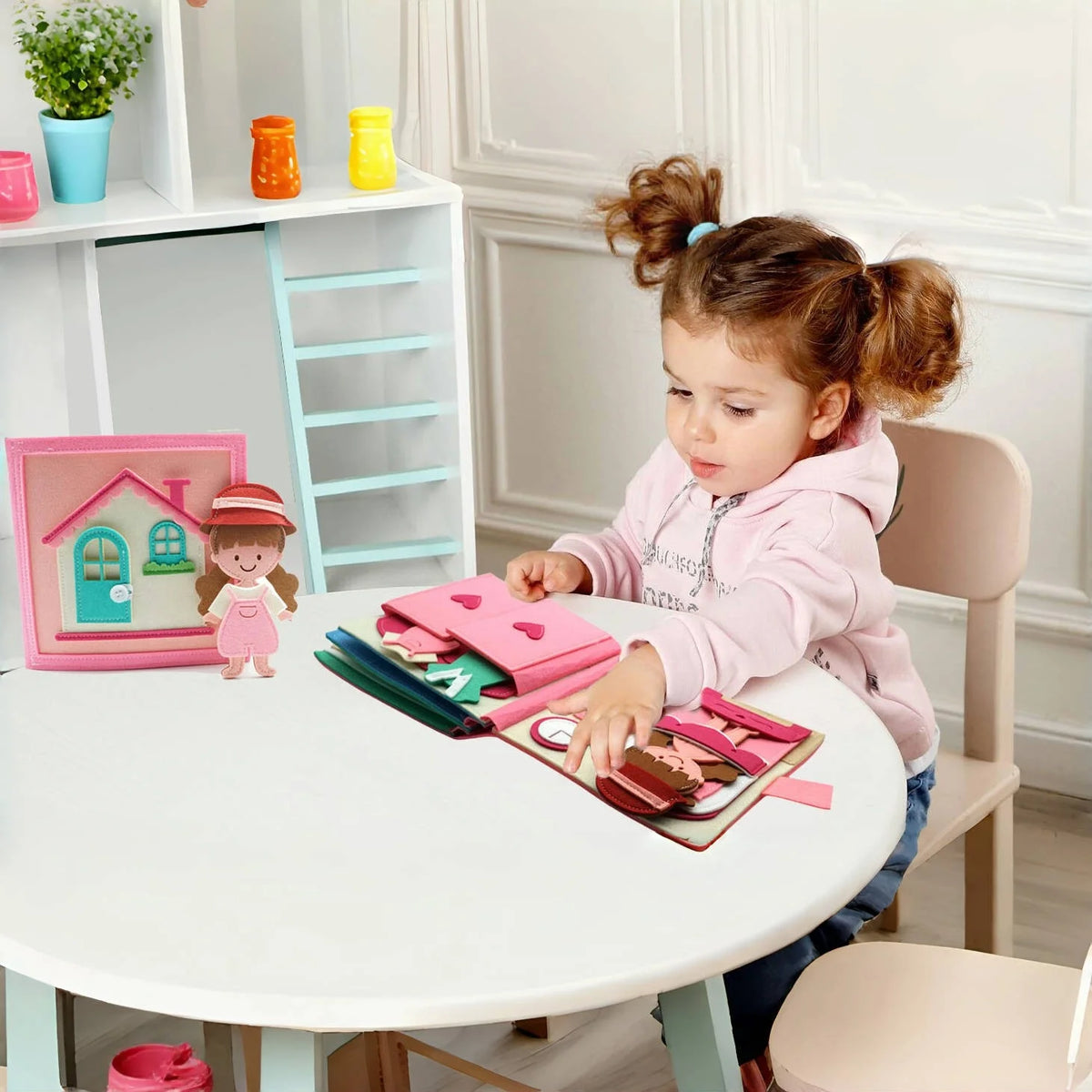 Montessori Sensory Busy Board - Felt Quiet Book Activity Toy for Travel