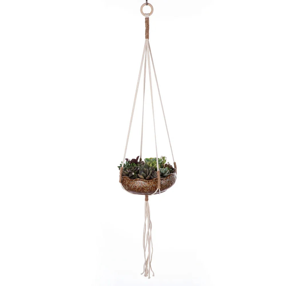 Macrame Plant Hanger - Woven Cotton Rope Planter Holder in 14 Boho Styles