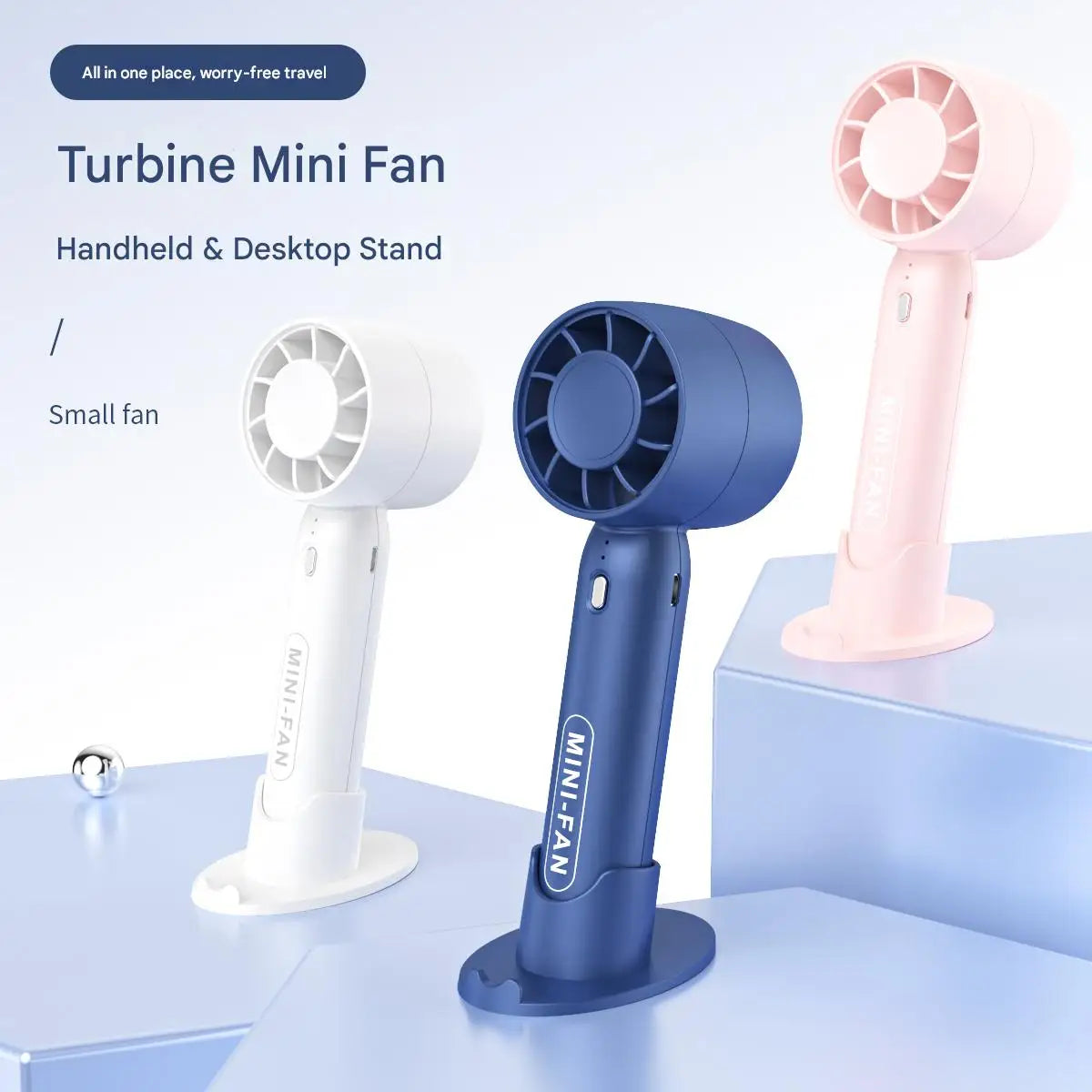 Handheld Turbo Fan - Mini USB Portable Personal Cooling Fan in 3 Colours