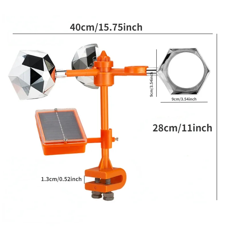 Solar Bird Repeller - 3-in-1 Reflective Deterrent for Gardens, Ponds and Farms