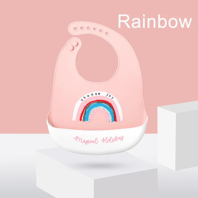 Silicone Baby Bib - Waterproof Feeding Apron with Crumb Catcher Pocket