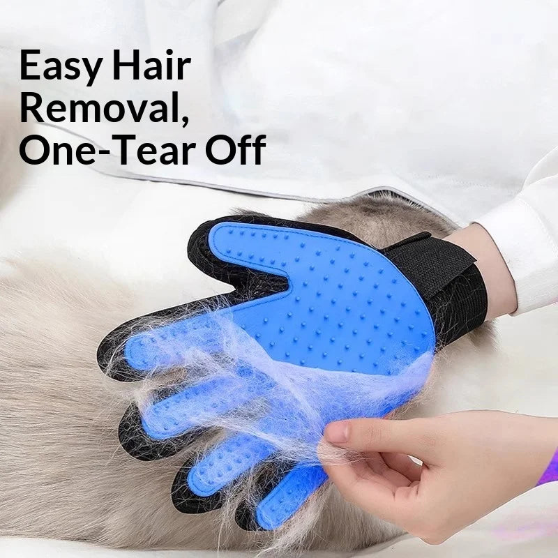 Pet Grooming Glove - Silicone Deshedding Brush and Massage Mitt for Dogs and Cats