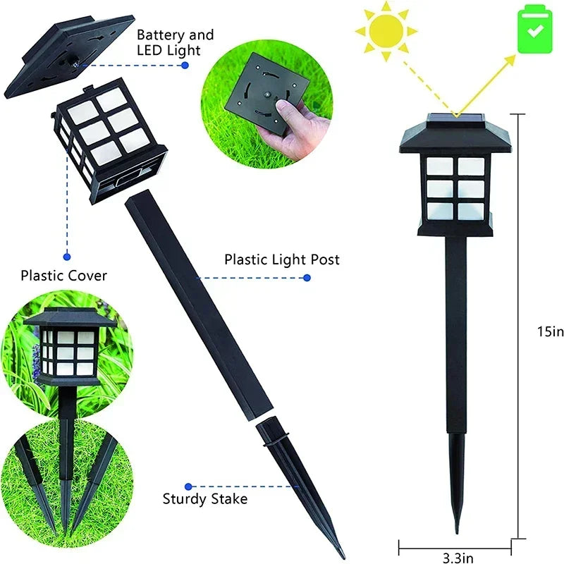 Solar Pathway Lights - Waterproof LED Garden Stake Lamps in 2, 4, 6, 8 and 12 Packs