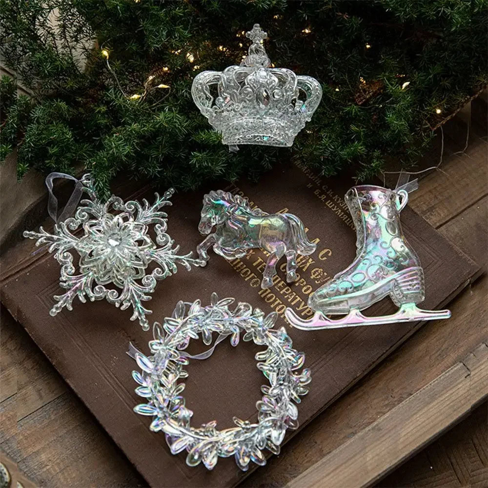 Christmas Hanging Decorations - Clear Acrylic Tree Ornaments in 10 Shapes