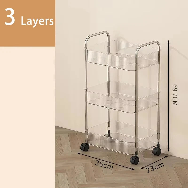 Mobile Rolling Storage Cart - 3 or 4 Tier Shelf for Snacks and Cosmetics