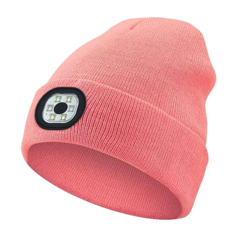 LED Beanie Hat - Rechargeable Knitted Winter Hat for Outdoor Activities