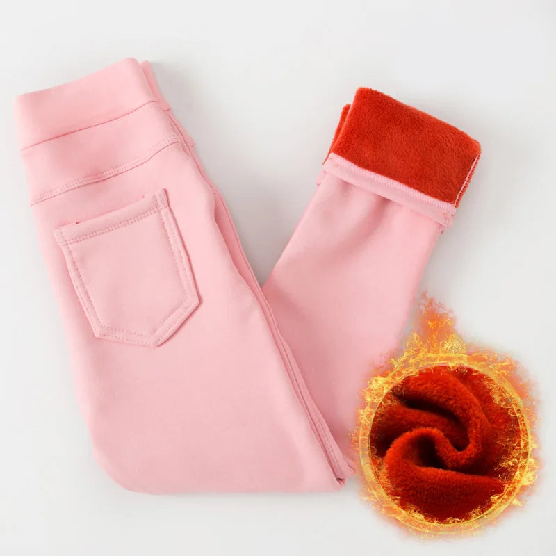Winter Baby Girls Leggings - Velvet Fleece Lined Warm Pants, Sizes 3T-12