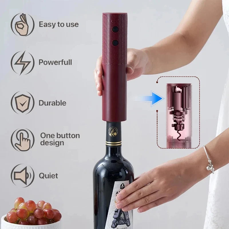 Electric Wine Bottle Opener - Rechargeable Automatic Corkscrew for Home Bars