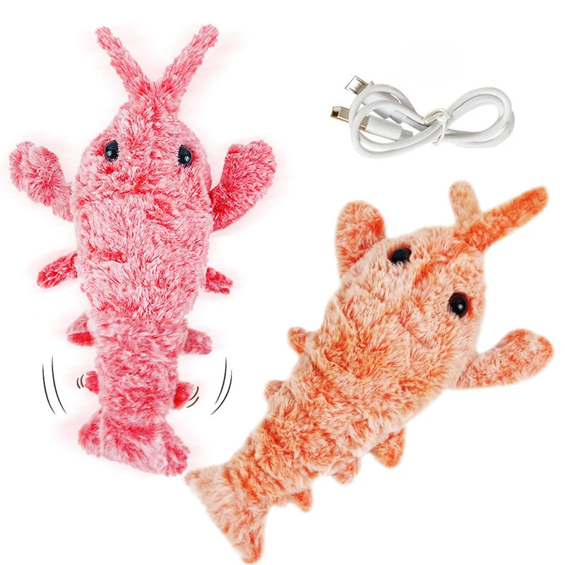 Electric Cat Toy - USB Rechargeable Jumping Shrimp Plush Toy for Indoor Cats