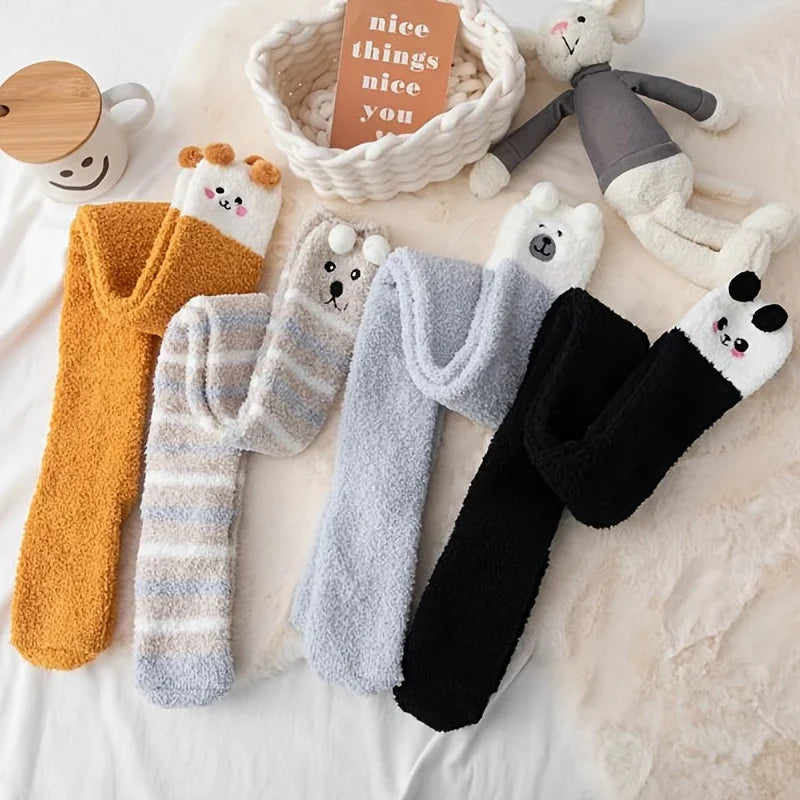 Womens Thigh High Fuzzy Socks - Cozy Soft Warm Pair in EU 34-39