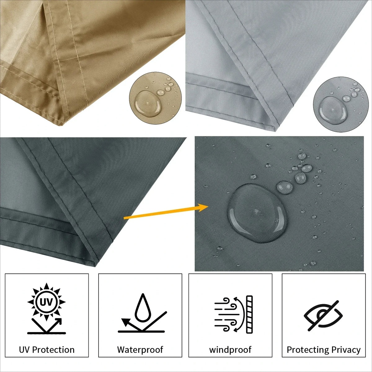 Balcony Privacy Screen - Waterproof Windscreen Shade Cloth with Grommets and Ties