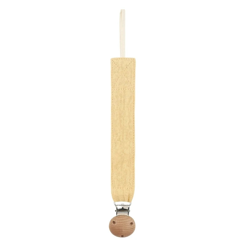 Baby Pacifier Clip - Cotton and Beech Wood Dummy Chain Holder, 26 cm