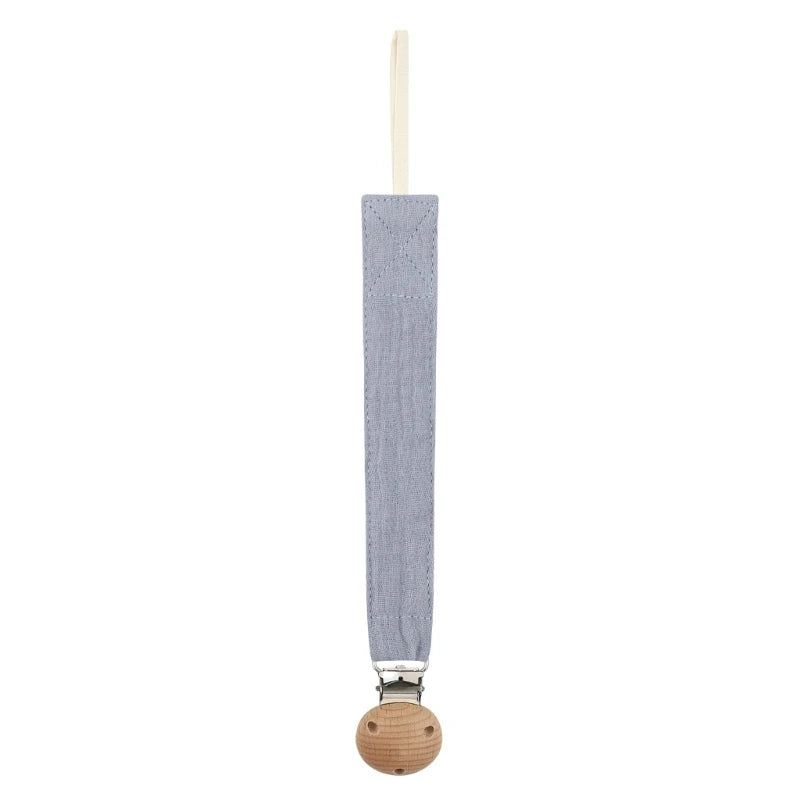 Baby Pacifier Clip - Cotton and Beech Wood Dummy Chain Holder, 26 cm