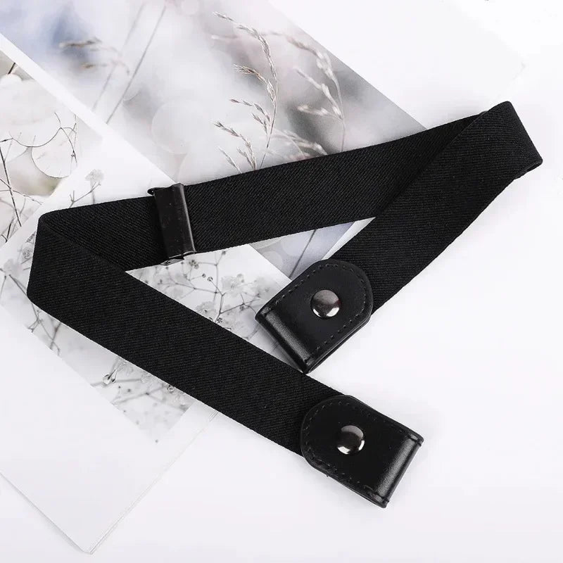 Canvas Elastic Belt - Adjustable No Buckle Waist Belt for Jeans, 60-65cm