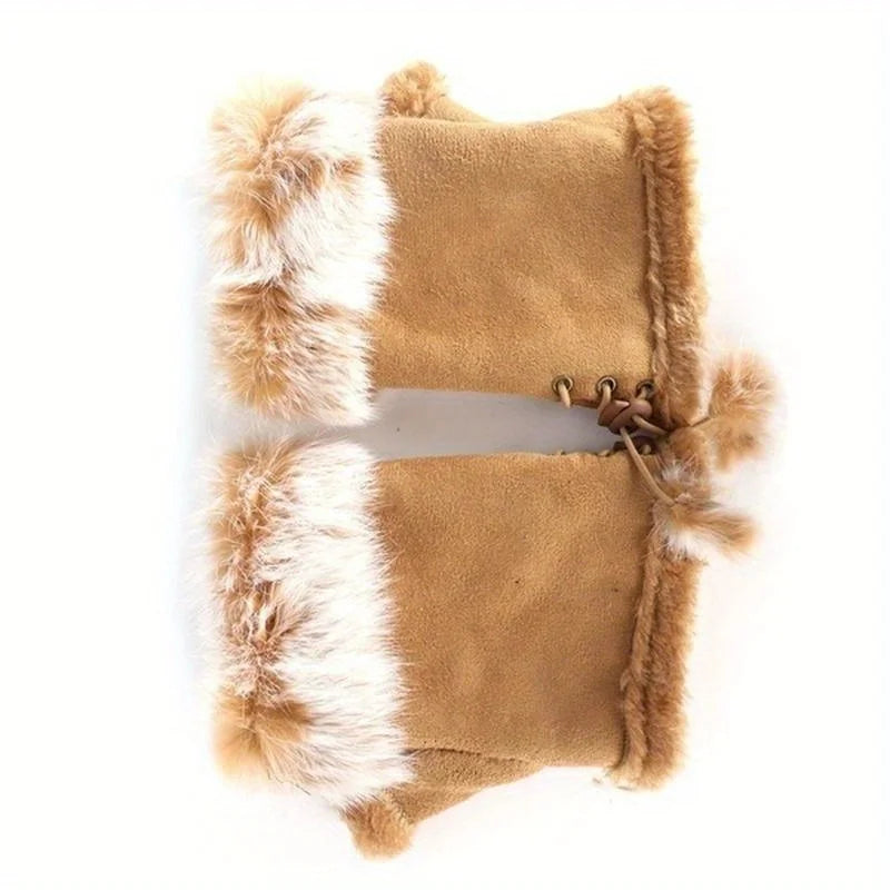 Faux Rabbit Fur Wrist Warmers - Soft Fur Hand Warmers in 9 Colours for Winter
